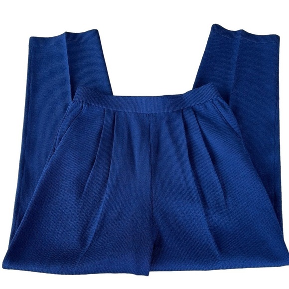 Vintage St. John Collection Santana Knit Pleated Front Trouser Pants Sz 10 Navy - Picture 3 of 10